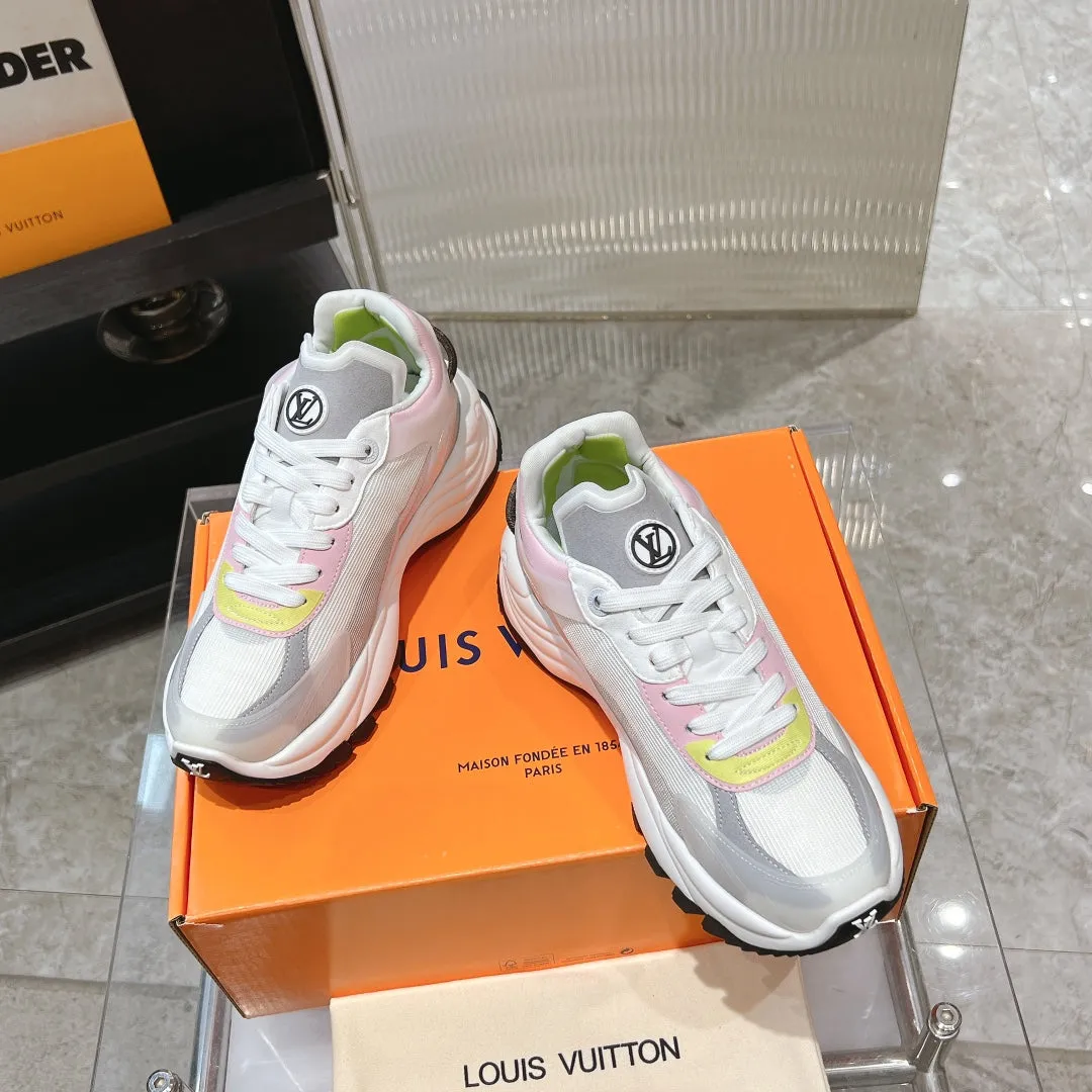 LV Run 55 Sneaker 50mm Grey Pink Polyester Mesh Fabric