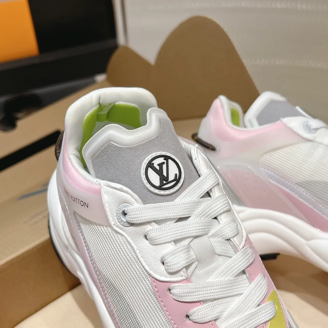 LV Run 55 Sneaker 50mm Grey Pink Polyester Mesh Fabric
