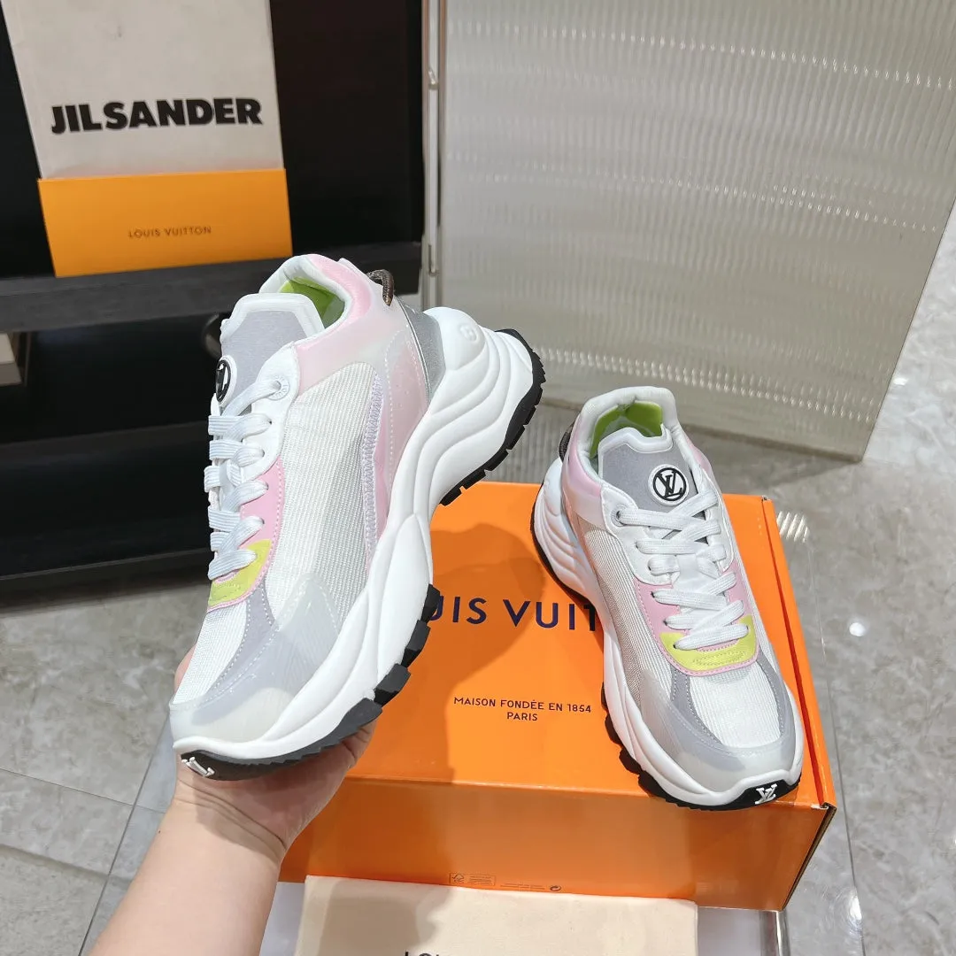 LV Run 55 Sneaker 50mm Grey Pink Polyester Mesh Fabric