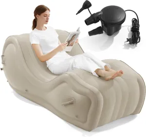 MABOZOO Inflatable Yoga Chaise Lounge with Electric Pump, S Curved Inflatable Yoga Chair Outdoor Indoor Recliner for Relaxation, Travel