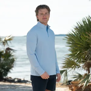 Mariner 1/4 Zip Solid Pullover in Denim Blue