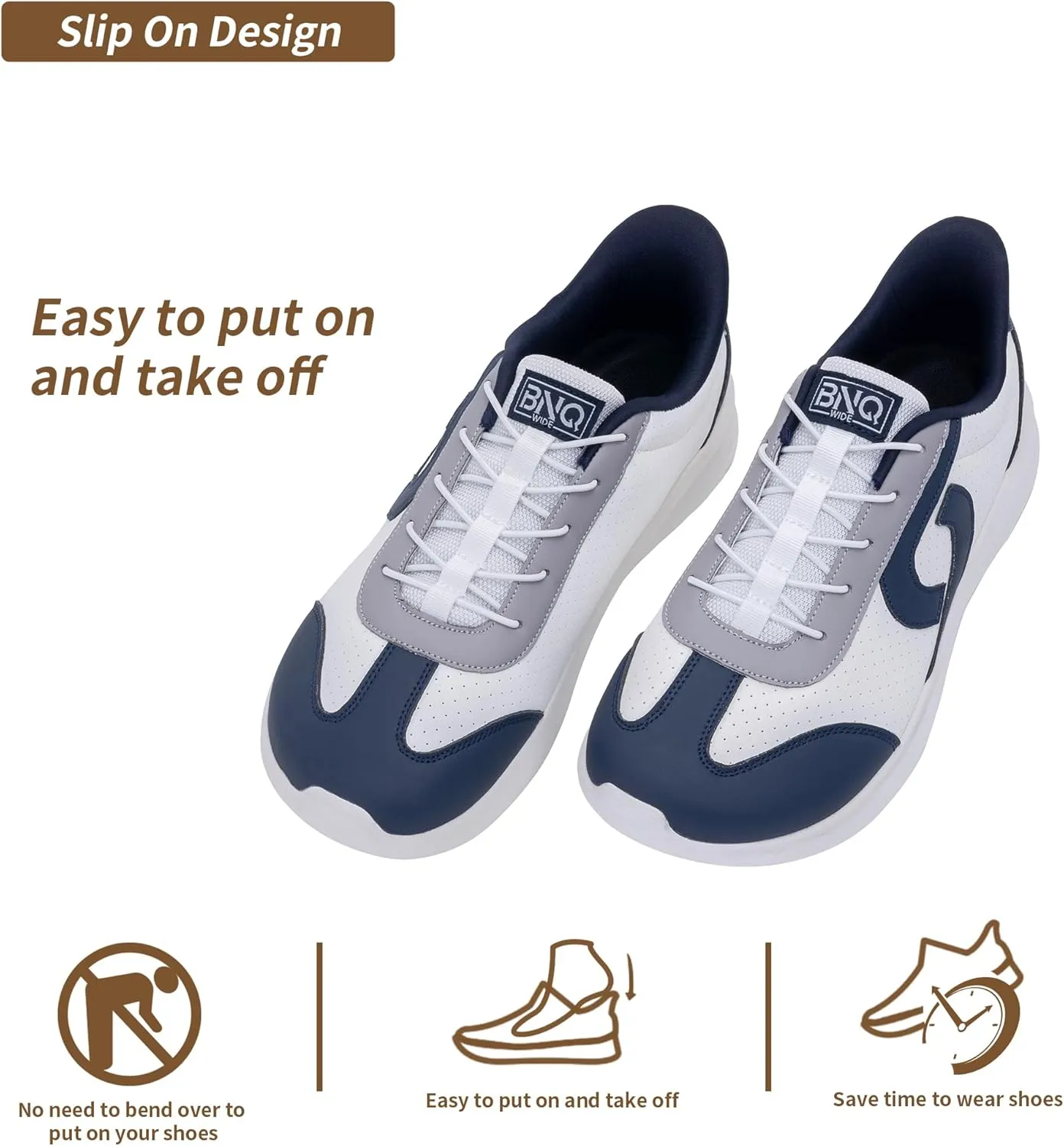 MEHOTO Mens Wide Toe Box Shoes Walking Arch Support Sneakers Comfortable Tennis Slip On Casual Shoes for Swelling Bunion Plantar Fasciitis US 7-12