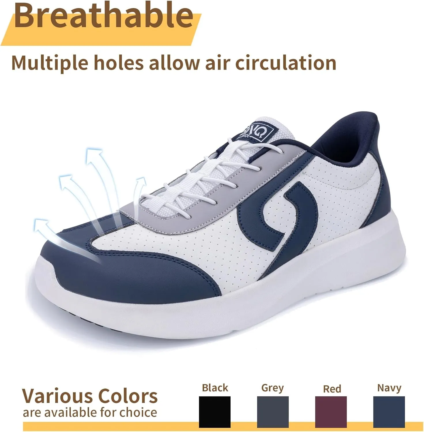 MEHOTO Mens Wide Toe Box Shoes Walking Arch Support Sneakers Comfortable Tennis Slip On Casual Shoes for Swelling Bunion Plantar Fasciitis US 7-12