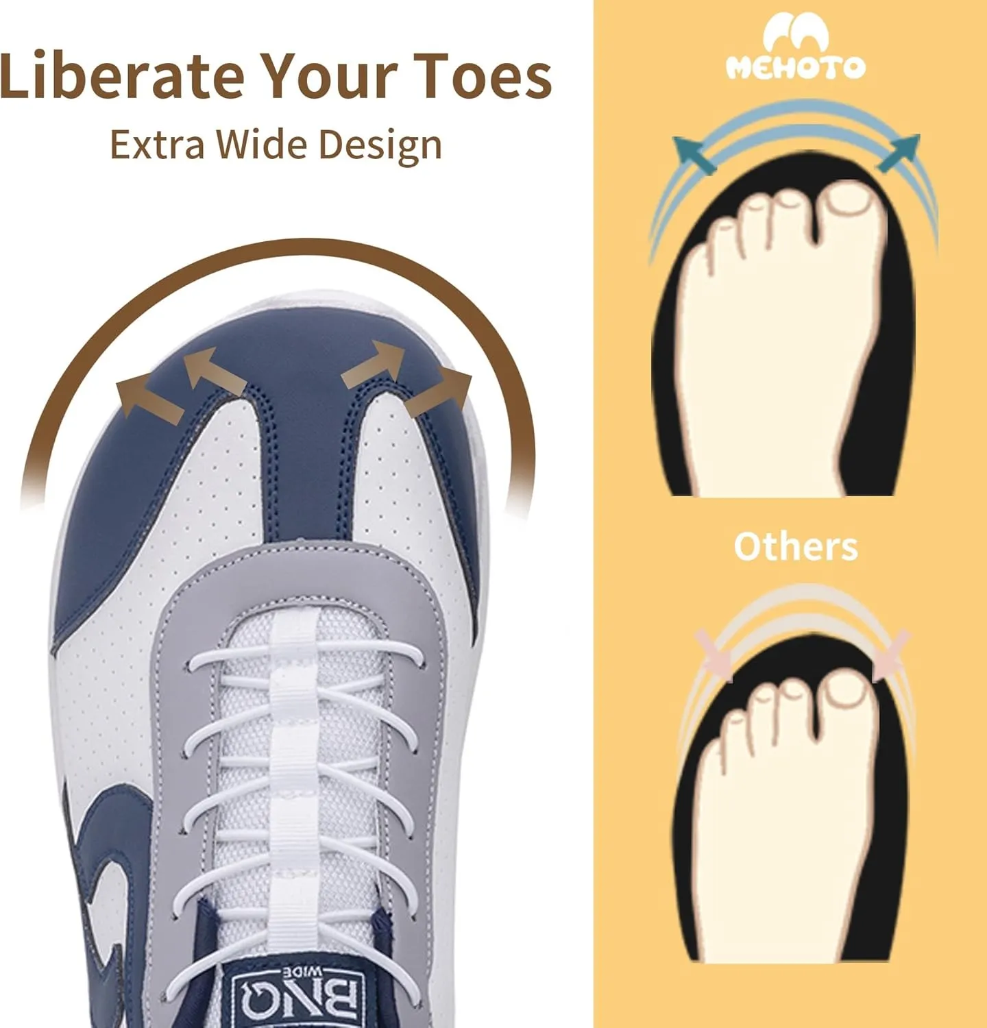 MEHOTO Mens Wide Toe Box Shoes Walking Arch Support Sneakers Comfortable Tennis Slip On Casual Shoes for Swelling Bunion Plantar Fasciitis US 7-12
