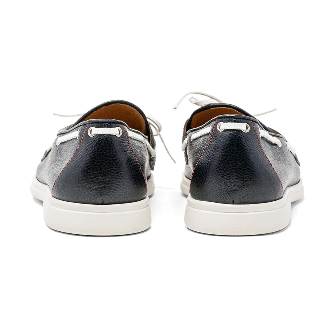 Men's Black Pebbled Leather Barca Yacht Loafer From Del Toro Shoes
