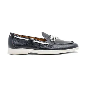 Men's Black Pebbled Leather Barca Yacht Loafer From Del Toro Shoes