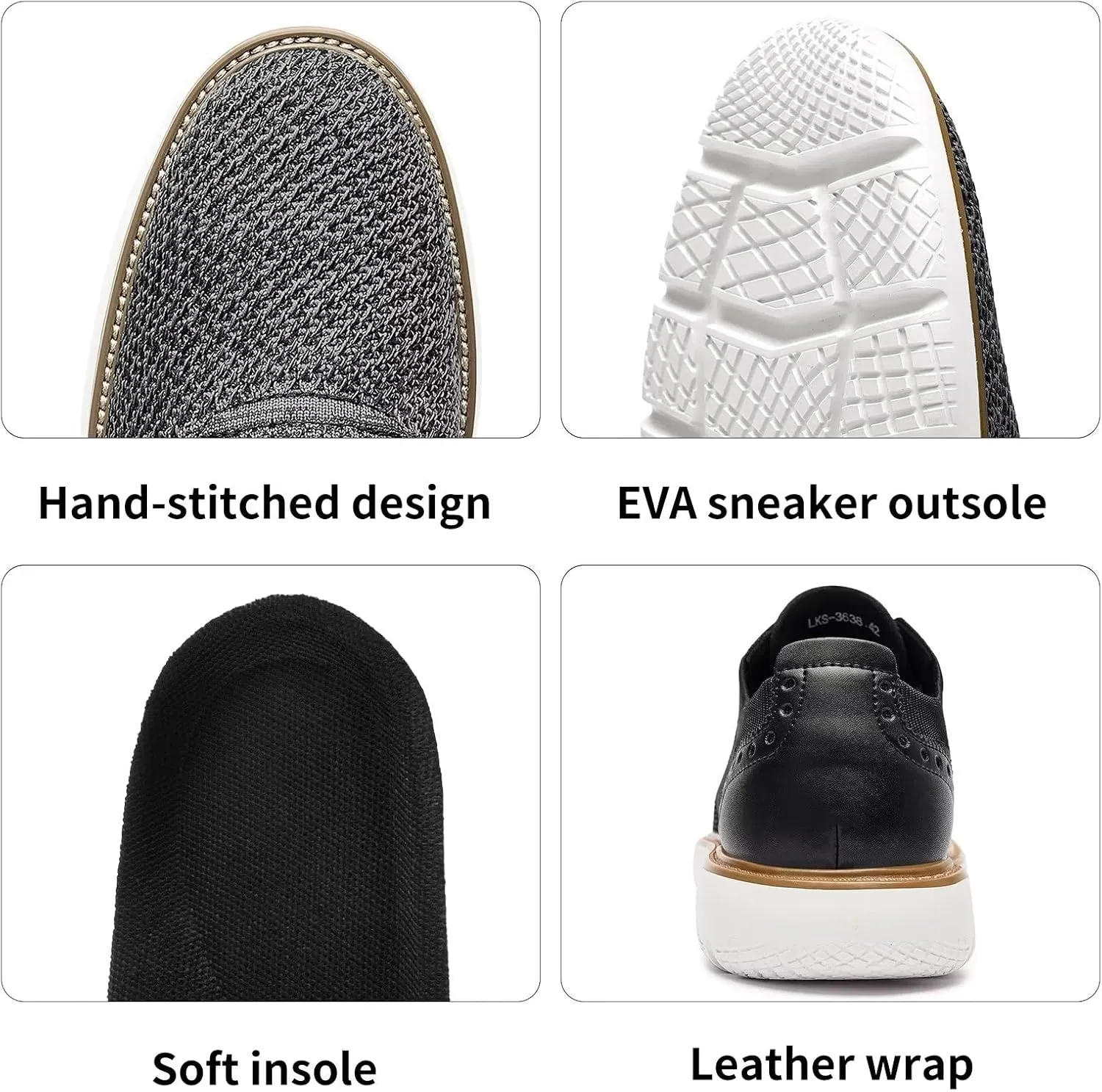 Men's Casual Sneakers Dress Shoes - Comfort Dress Sneakers Mesh Knit Lightweight Breathable Formal Oxford Business Shoes