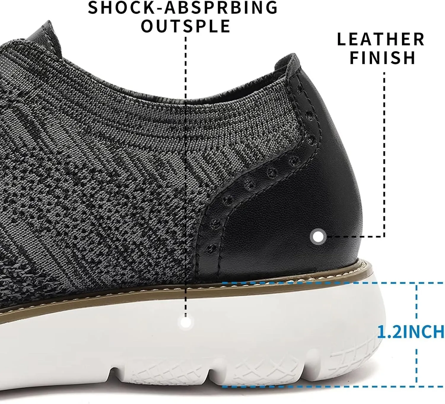 Men's Casual Sneakers Dress Shoes - Comfort Dress Sneakers Mesh Knit Lightweight Breathable Formal Oxford Business Shoes