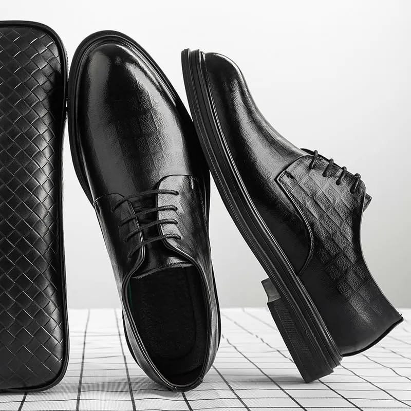 Men's Invisible Height Increasing Elevator Shoes,Formal Derby Oxfords - 3 Inches Taller for Business Dinners
