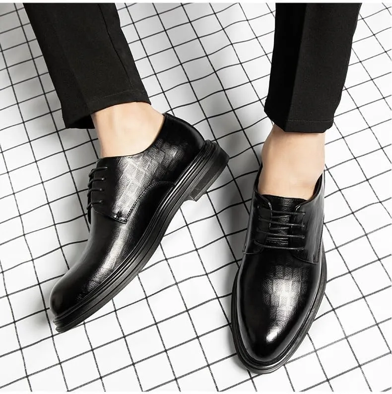 Men's Invisible Height Increasing Elevator Shoes,Formal Derby Oxfords - 3 Inches Taller for Business Dinners