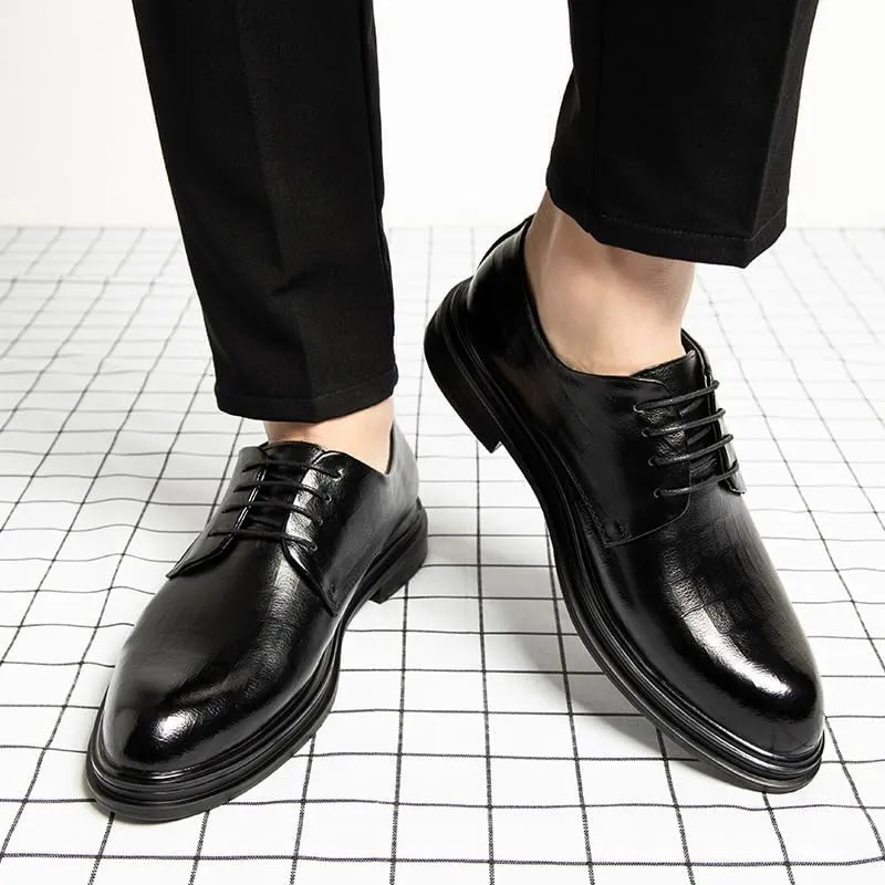 Men's Invisible Height Increasing Elevator Shoes,Formal Derby Oxfords - 3 Inches Taller for Business Dinners
