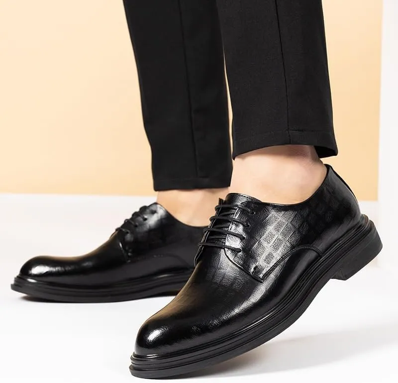 Men's Invisible Height Increasing Elevator Shoes,Formal Derby Oxfords - 3 Inches Taller for Business Dinners