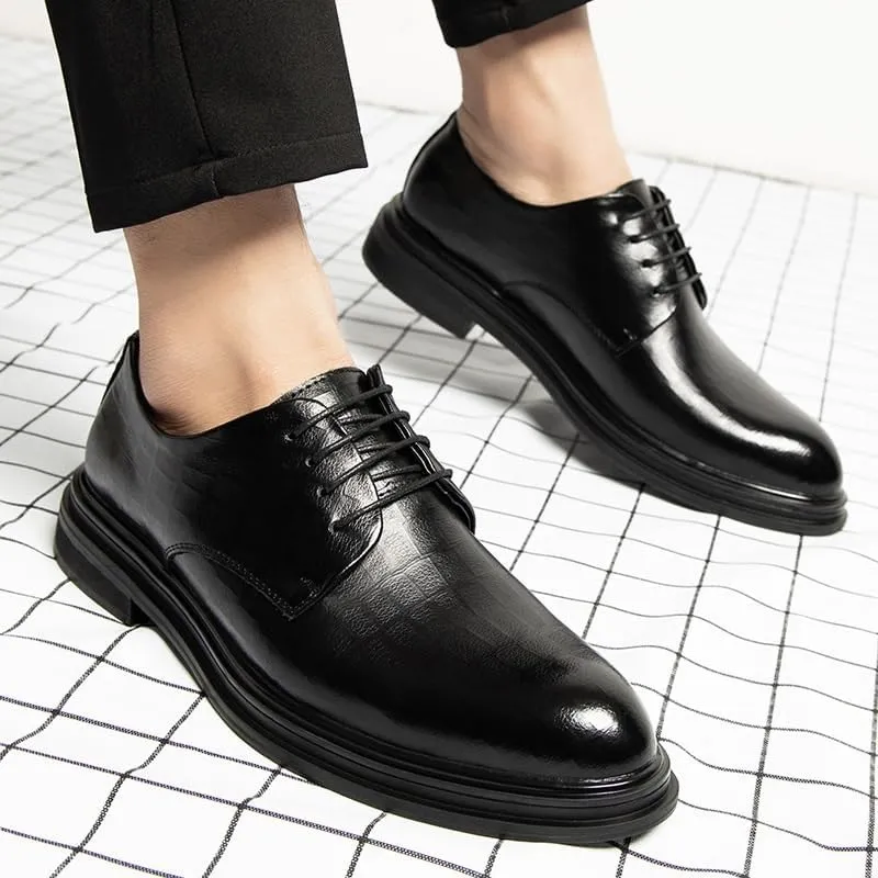 Men's Invisible Height Increasing Elevator Shoes,Formal Derby Oxfords - 3 Inches Taller for Business Dinners