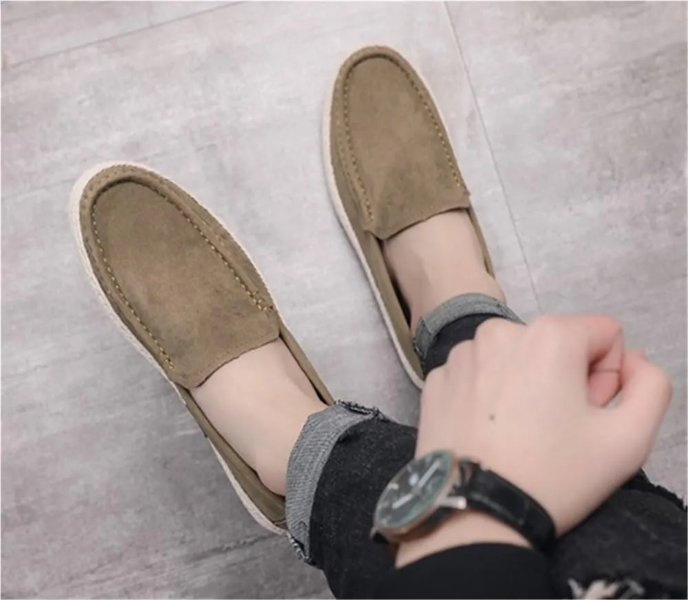 Men's Loafers Round Toe Platform Height-Increasing Simple Leather Anti-Slip Resistant Comfortable Casual Prom Slip-on