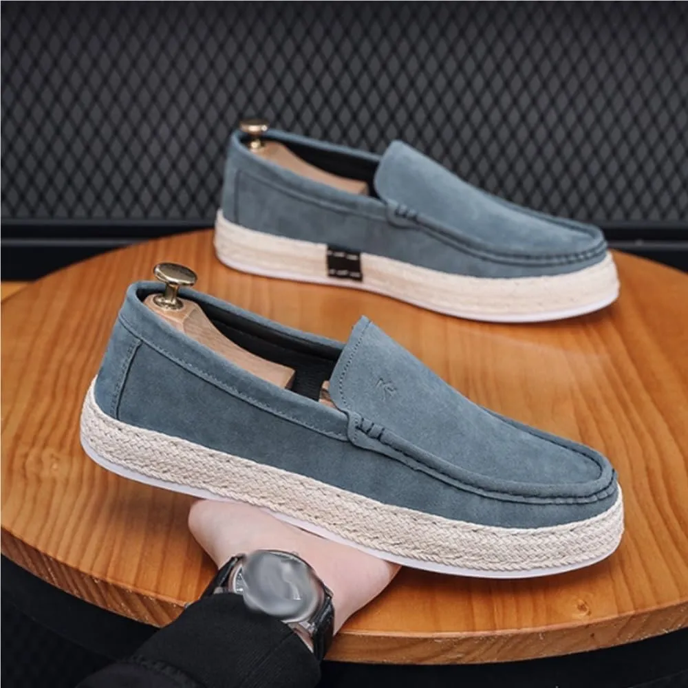 Men's Loafers Round Toe Platform Height-Increasing Simple Leather Anti-Slip Resistant Comfortable Casual Prom Slip-on