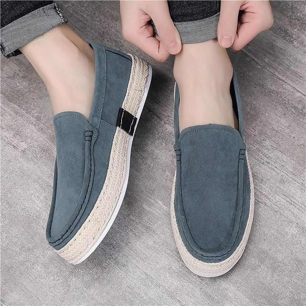 Men's Loafers Round Toe Platform Height-Increasing Simple Leather Anti-Slip Resistant Comfortable Casual Prom Slip-on