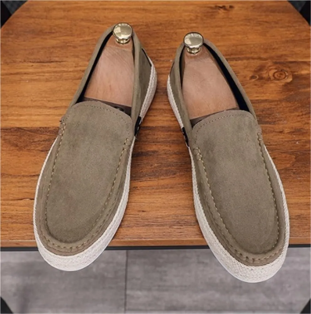 Men's Loafers Round Toe Platform Height-Increasing Simple Leather Anti-Slip Resistant Comfortable Casual Prom Slip-on