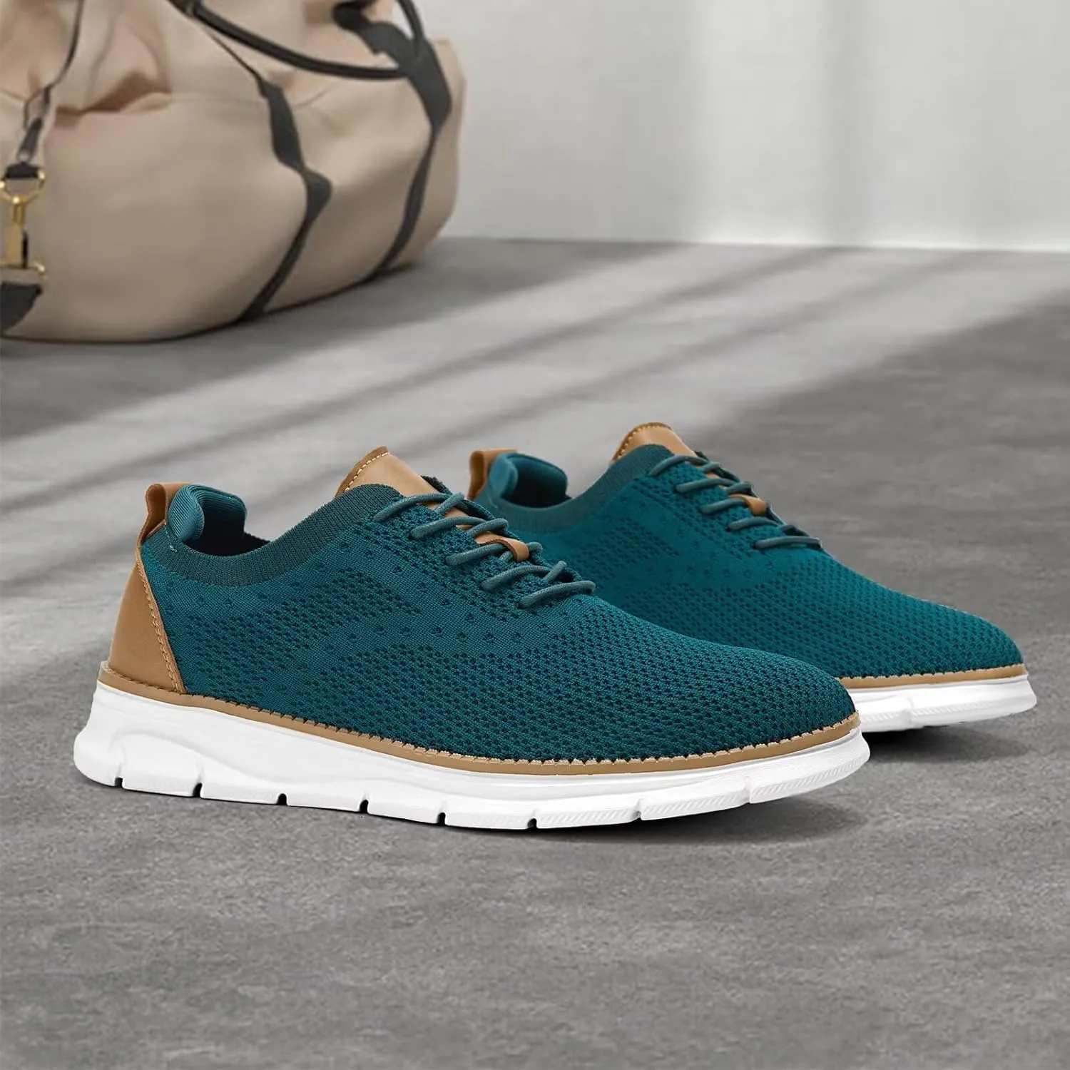 Men's Mesh Sneakers Oxfords Lace-Up Lightweight Casual Walking Shoes Driving Shoes