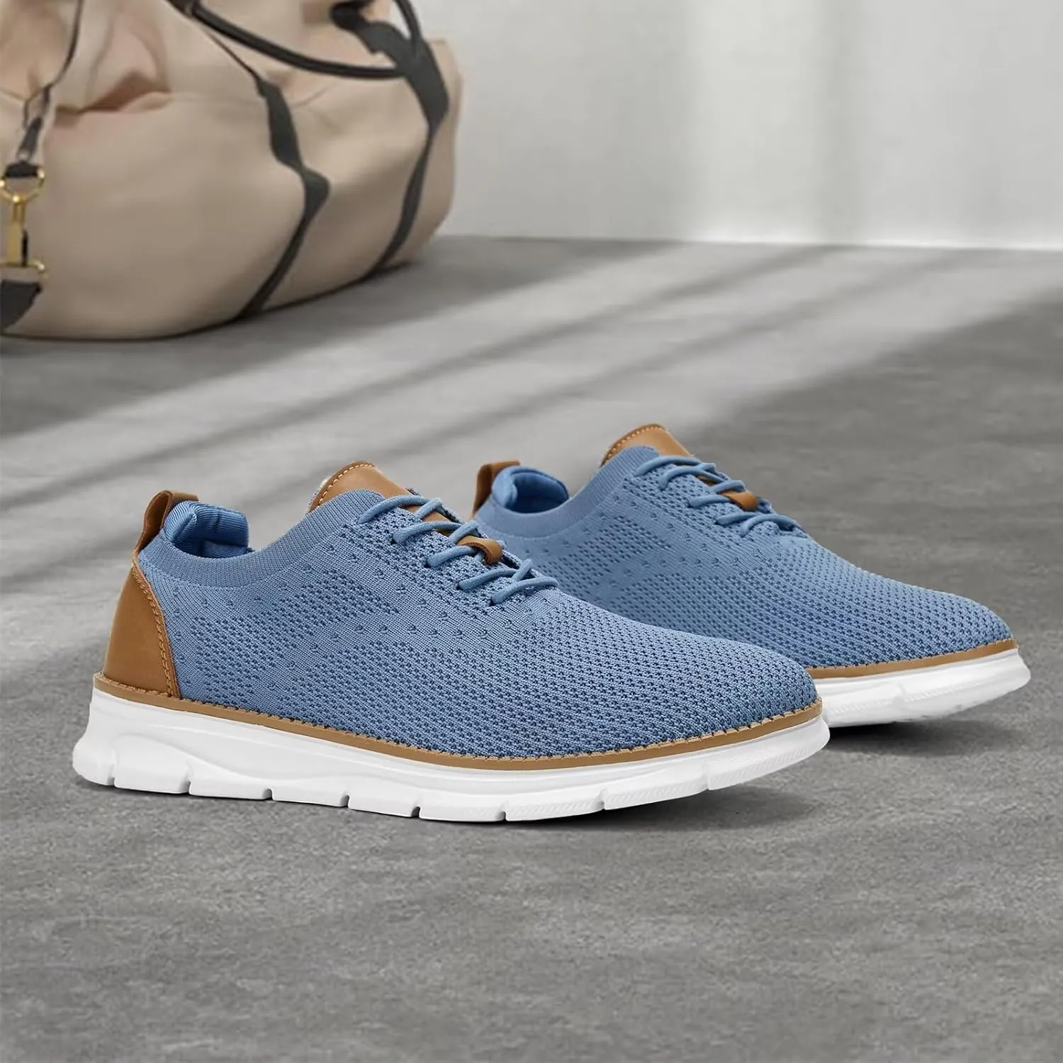 Men's Mesh Sneakers Oxfords Lace-Up Lightweight Casual Walking Shoes Driving Shoes