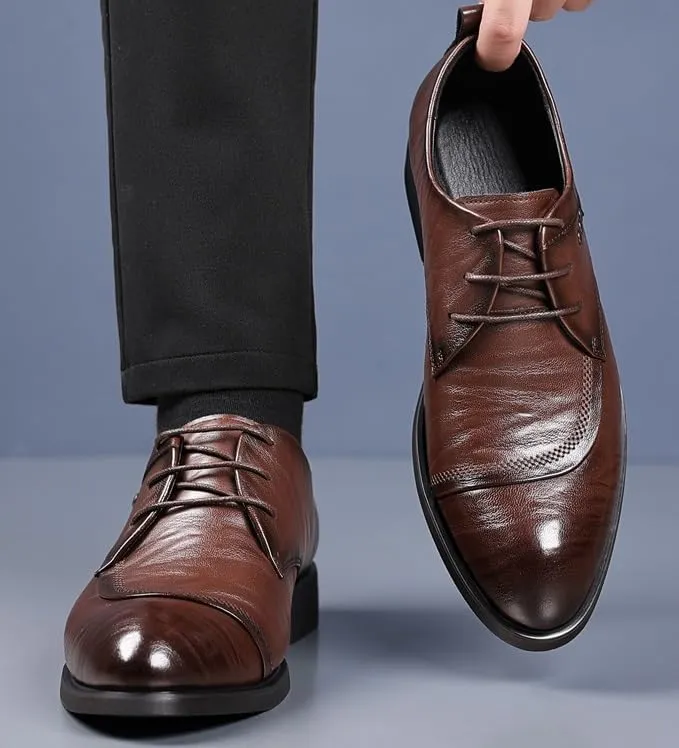 Men's Patent Leather Wingtip Brogue Oxfords Shoes Mens Casual Business Formal Derby Shoes