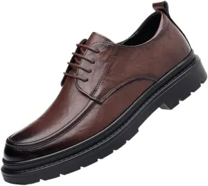 Men's Platform Dress Shoes Fashion Classic Lace Up Leather Heels Mens Brogue Oxfords Shoes