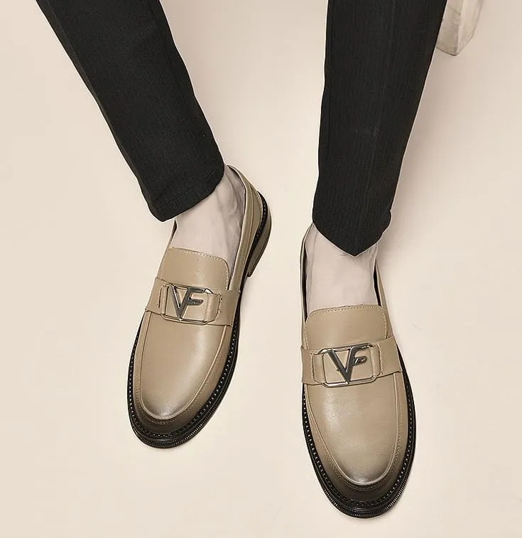 Men's Wingtip Brogue Oxfords Dress Shoes Genuine Leather Business Formal Comfortable Slip-On Derby Shoes