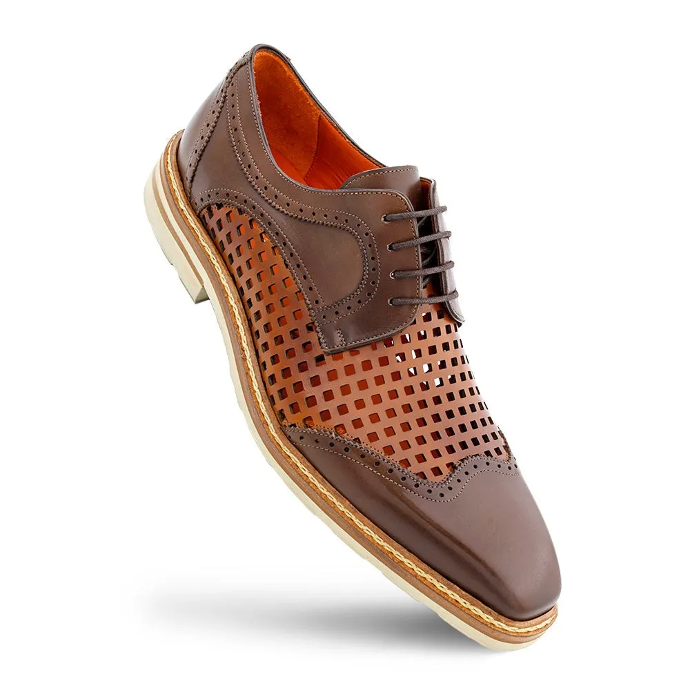 Mezlan R20741 Men's Shoes Cognac & Honey Perforated Calf-Skin Leather Derby (MZ3626)