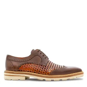 Mezlan R20741 Men's Shoes Cognac & Honey Perforated Calf-Skin Leather Derby (MZ3626)