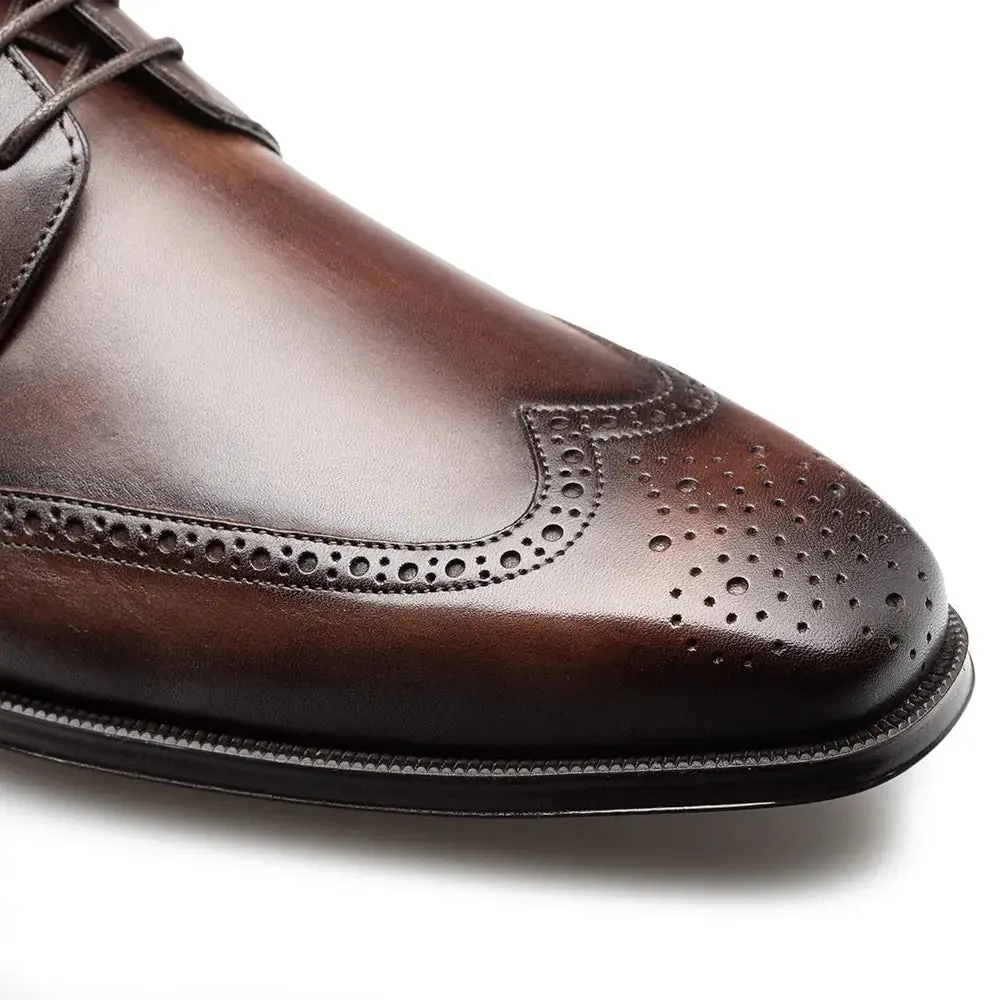 Mezlan Tasso 21315 Chestnut Genuine Wing Tip Derby Oxfords