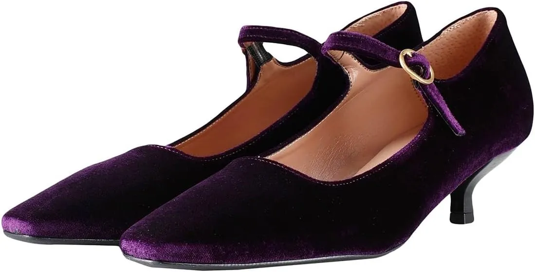 Milooey shoes Women's Closed Toe Mary Janes Low Kitten Heels Buckled Strap Cute Dress Party Prom Shoes Size 4-16 US