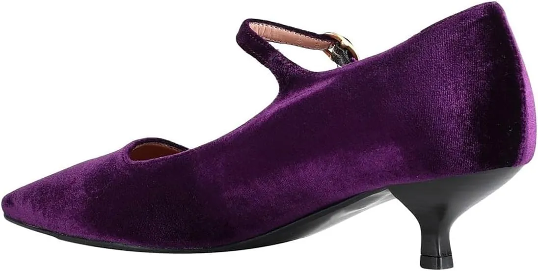 Milooey shoes Women's Closed Toe Mary Janes Low Kitten Heels Buckled Strap Cute Dress Party Prom Shoes Size 4-16 US