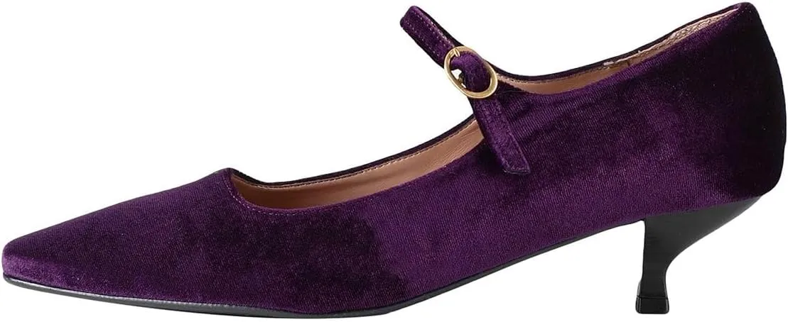 Milooey shoes Women's Closed Toe Mary Janes Low Kitten Heels Buckled Strap Cute Dress Party Prom Shoes Size 4-16 US