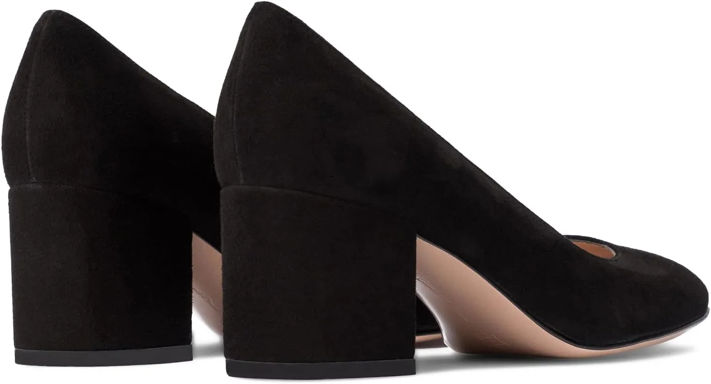 MOOMMO Women Classic Chunky Block Heel Suede Pumps Round Closed Toe Slip On 2" Low Thick Heels Dress Shoes Matte Patent Spring Fashion Office Ladies Work Pump Basic Shoe Elegant Wedding 4-11 M US
