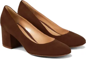 MOOMMO Women Classic Chunky Block Heel Suede Pumps Round Closed Toe Slip On 2" Low Thick Heels Dress Shoes Matte Patent Spring Fashion Office Ladies Work Pump Basic Shoe Elegant Wedding 4-11 M US