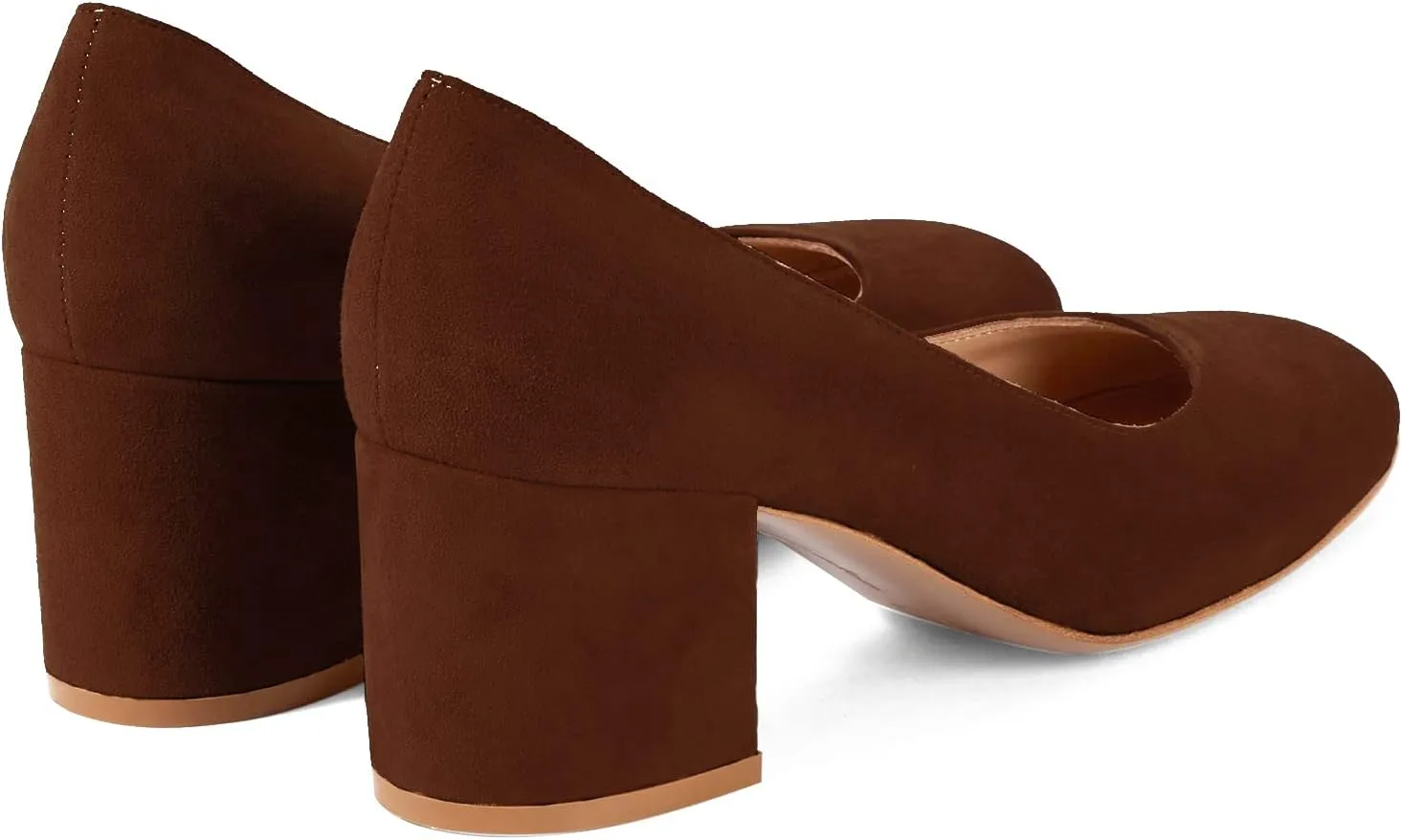 MOOMMO Women Classic Chunky Block Heel Suede Pumps Round Closed Toe Slip On 2" Low Thick Heels Dress Shoes Matte Patent Spring Fashion Office Ladies Work Pump Basic Shoe Elegant Wedding 4-11 M US