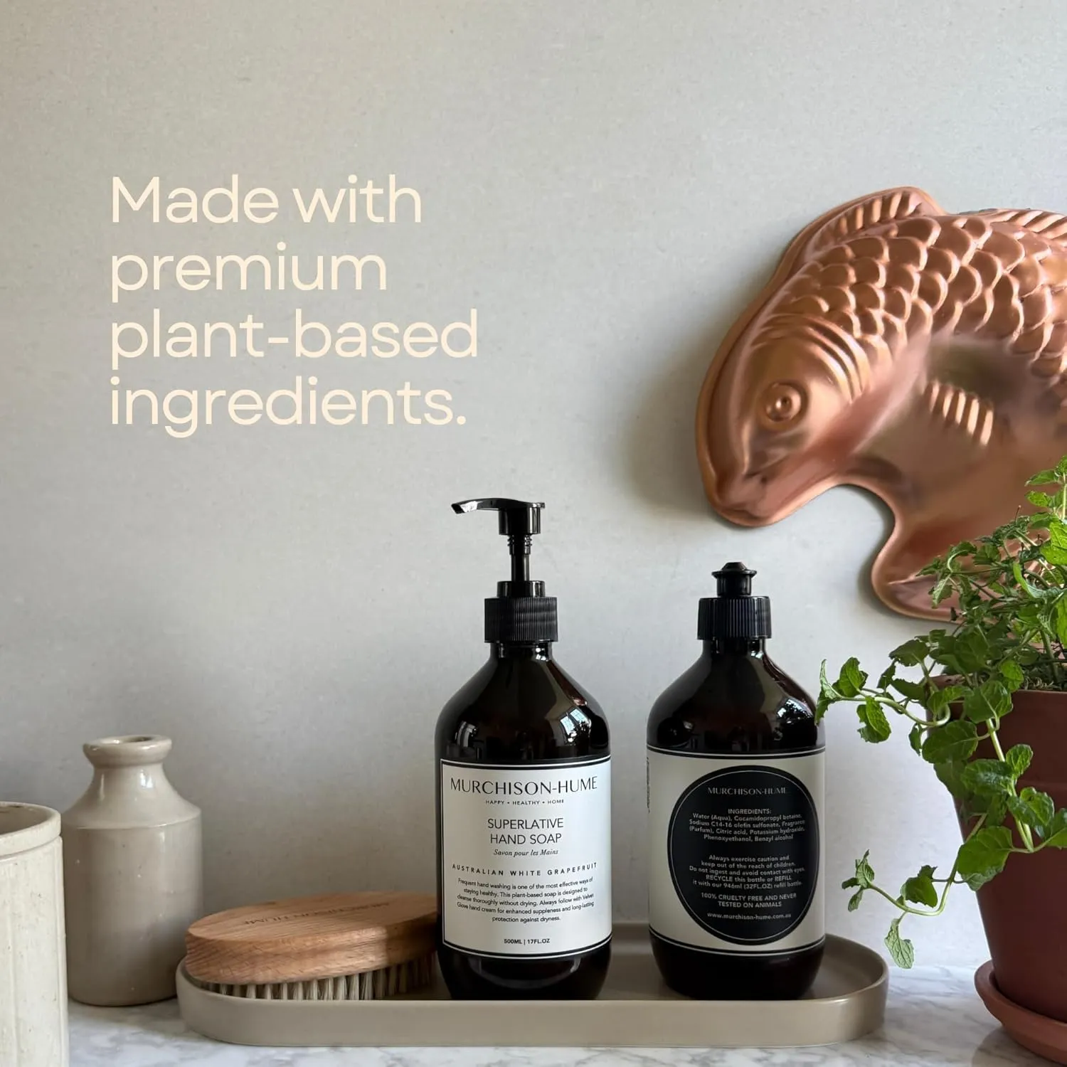 Murchison-Hume Luxury Vegan Hand Soap with Pump Dispenser, Moisturizing Hand Wash, SLS, Paraben & Cruelty-Free, 17oz (Australian White Grapefruit)