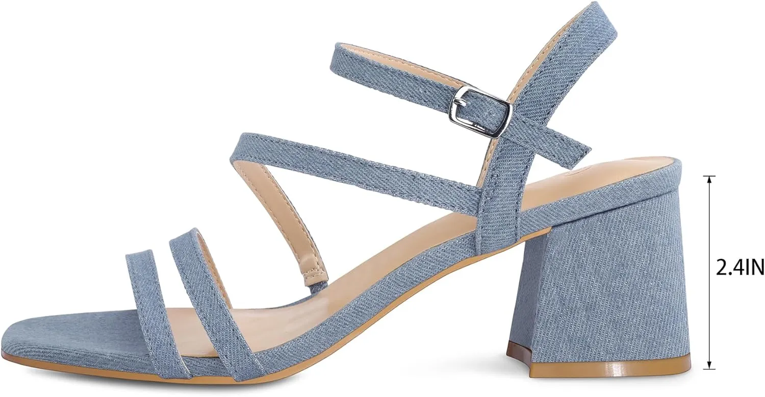 mysoft Women's Strappy Low Chunky Block Heel Sandals Open Toe Dress Shoes