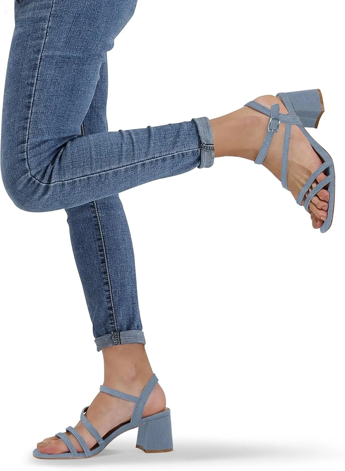 mysoft Women's Strappy Low Chunky Block Heel Sandals Open Toe Dress Shoes