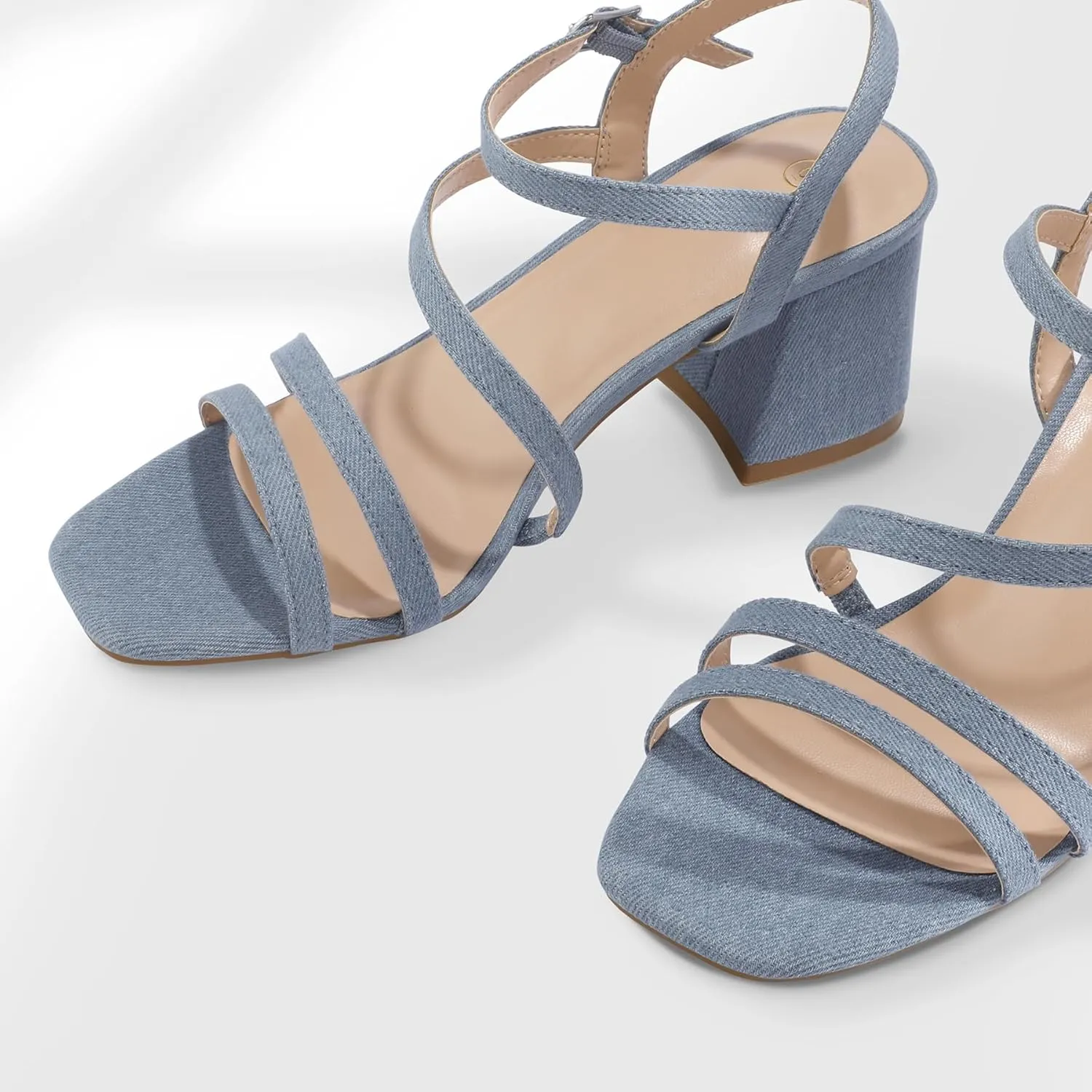 mysoft Women's Strappy Low Chunky Block Heel Sandals Open Toe Dress Shoes