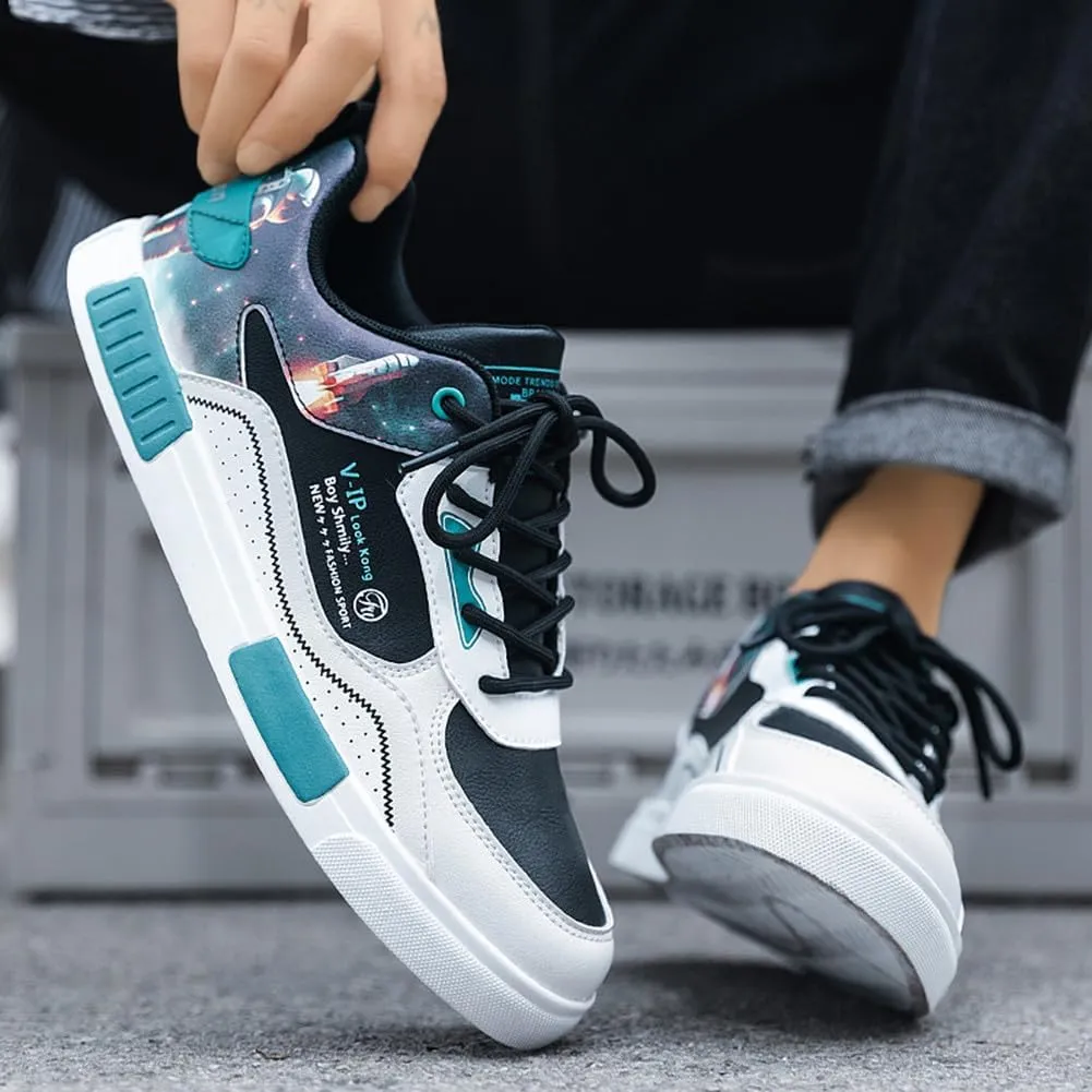 NCNDB Men's Leather Skateboard Walking Shoes Fashion Anime Casual Sneaker