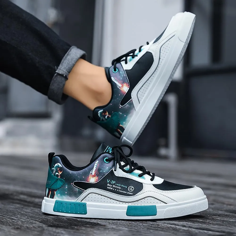 NCNDB Men's Leather Skateboard Walking Shoes Fashion Anime Casual Sneaker