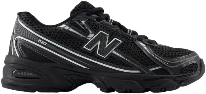 New Balance 740 Big Kids Shoes (Black Silver Metallic, 7)