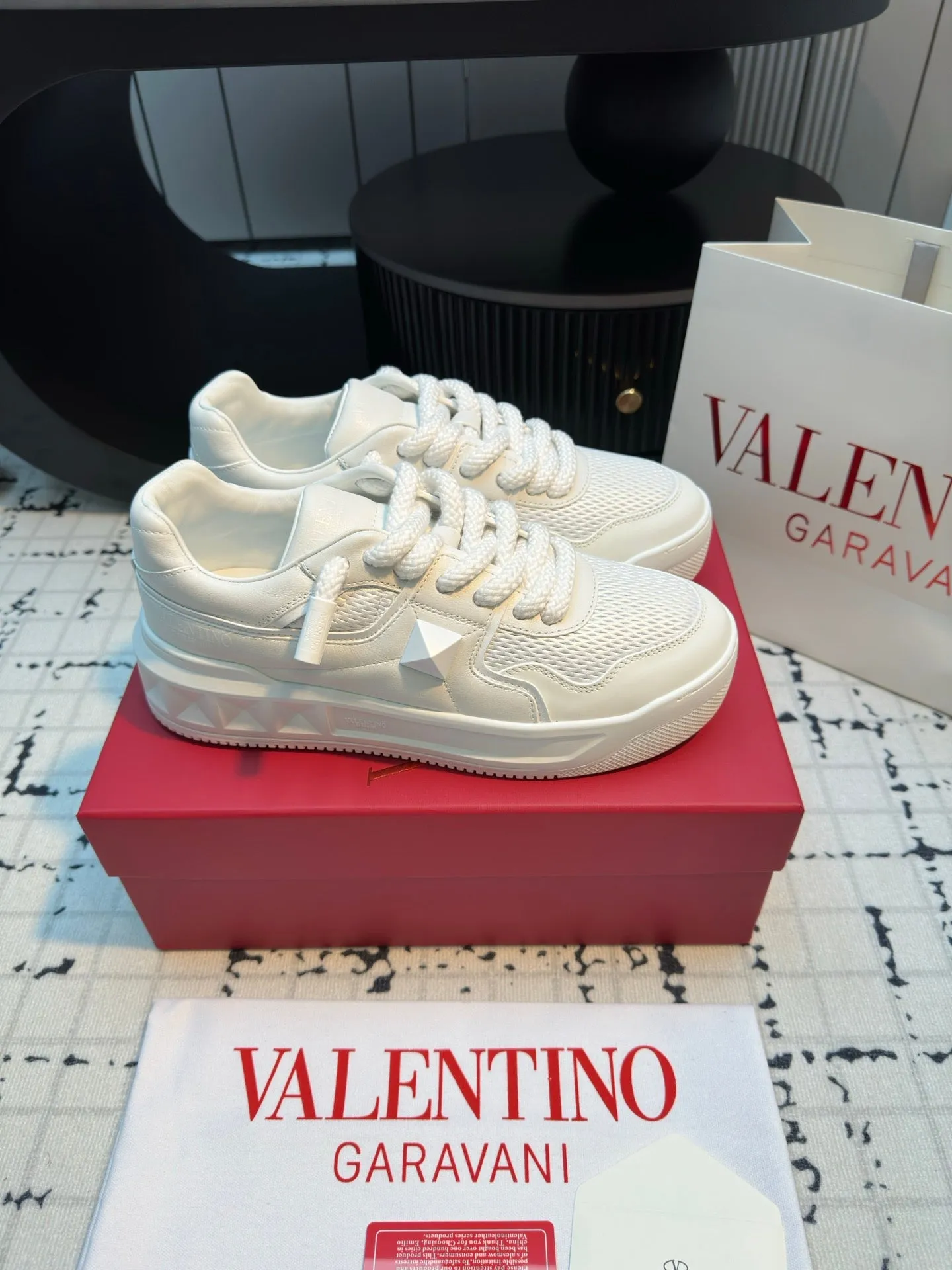 One Stud Xl Trainer In White Nappa Leather And Mesh Fabric 824990