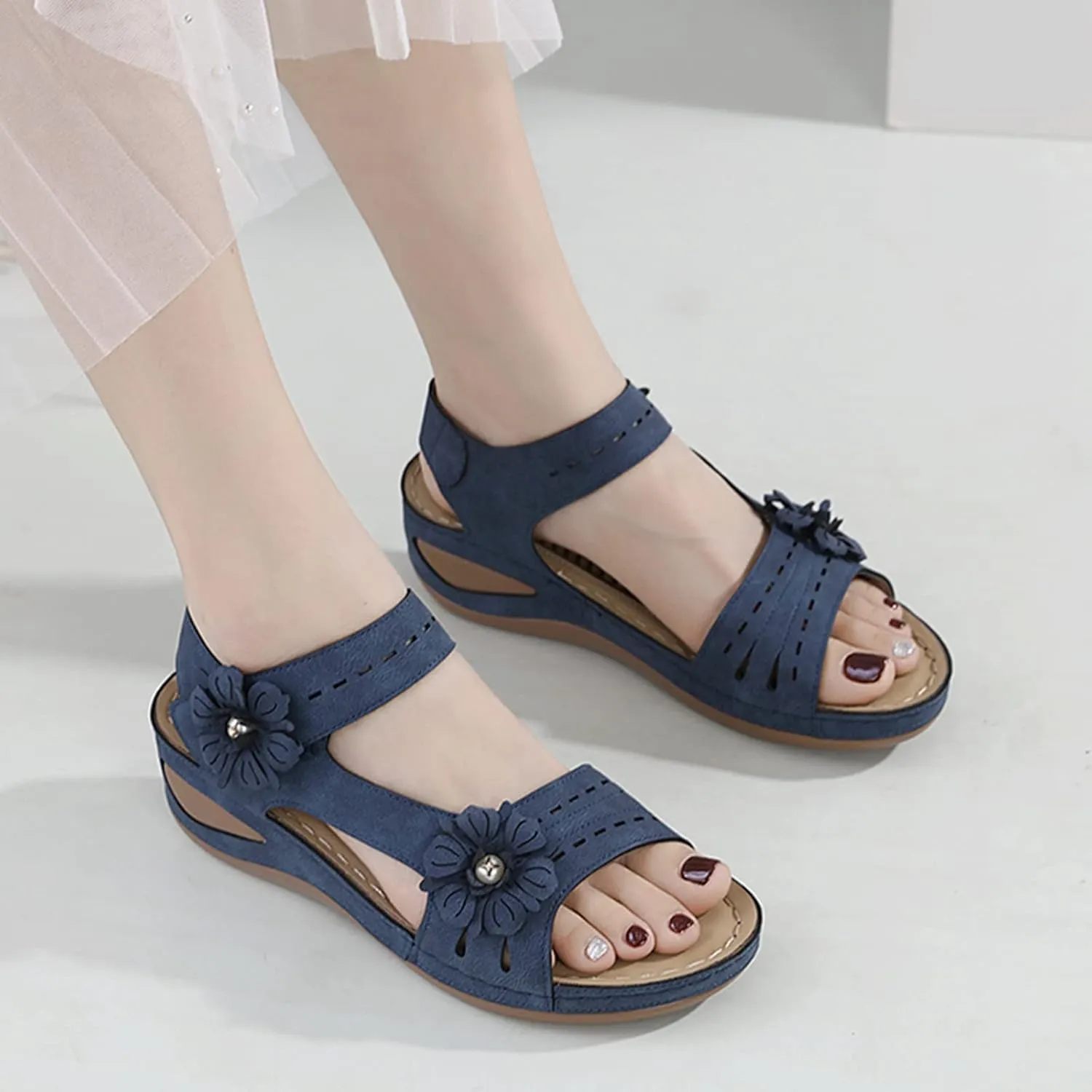 Ortho Walking Sandals for Elderly Women Shoes for Women Extra Wide Orthopedic Arch Support Shoes for Women Dressy Sandals Women Wide Feet Strappy Black Heels Everyday Sandals for Women