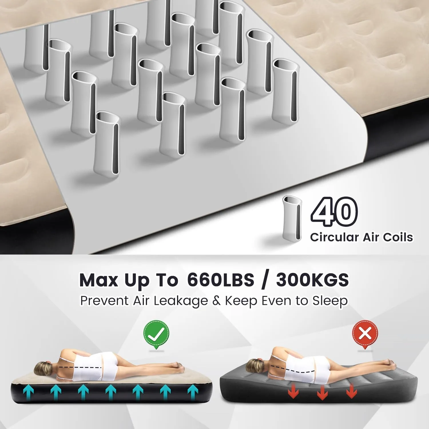 Oversized Twin XL Air Mattress with Built-in Pump, Quick One-Click Inflation & Deflation,Portable Inflatable Mattress Blow up Bed for Home, Camping and Office 10Inch
