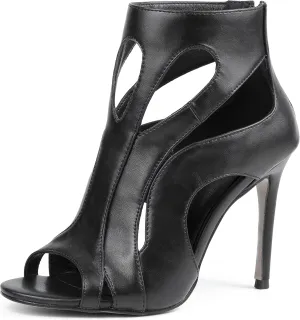 Peep Toe Booties for Women Black Open Toe Boots High Heels Summer Cutout Ankle Stiletto Sandals Dress Pumps Shoes Stylish Zipper Closure