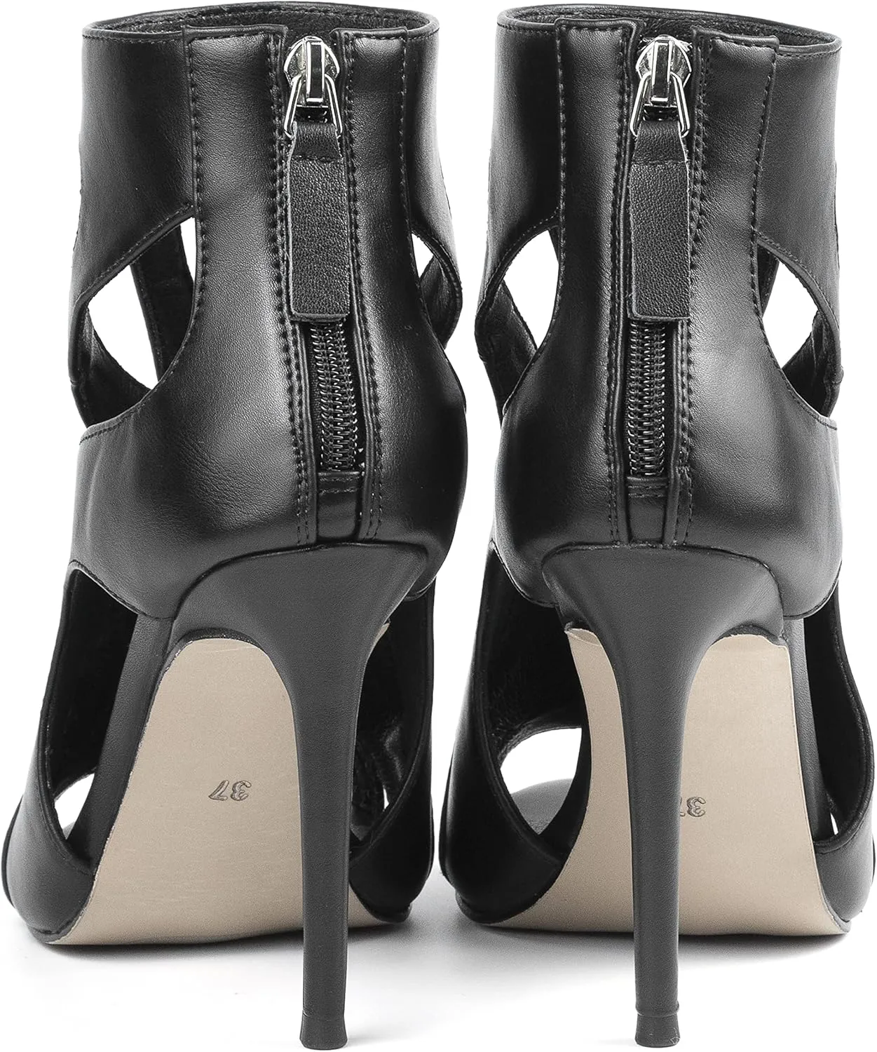 Peep Toe Booties for Women Black Open Toe Boots High Heels Summer Cutout Ankle Stiletto Sandals Dress Pumps Shoes Stylish Zipper Closure
