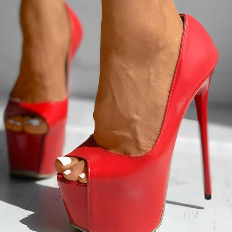 Peep Toe Retro Pumps
