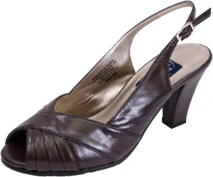 Peerage Daphne Women's Wide Width Peep Toe Pleated Upper Slingback Pumps