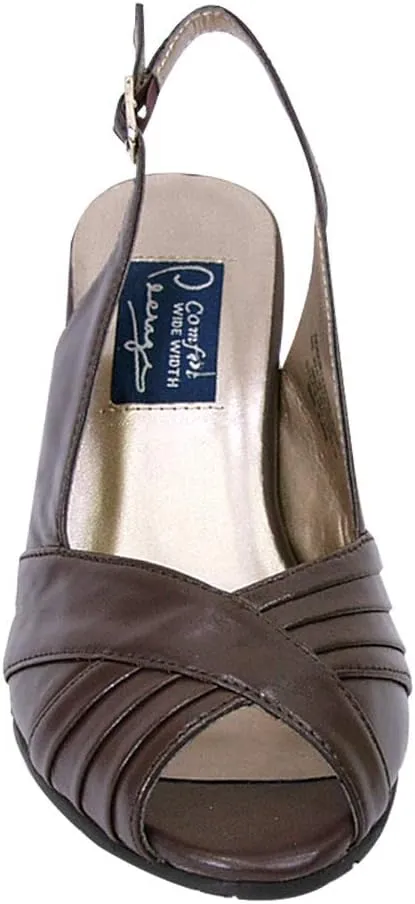 Peerage Daphne Women's Wide Width Peep Toe Pleated Upper Slingback Pumps